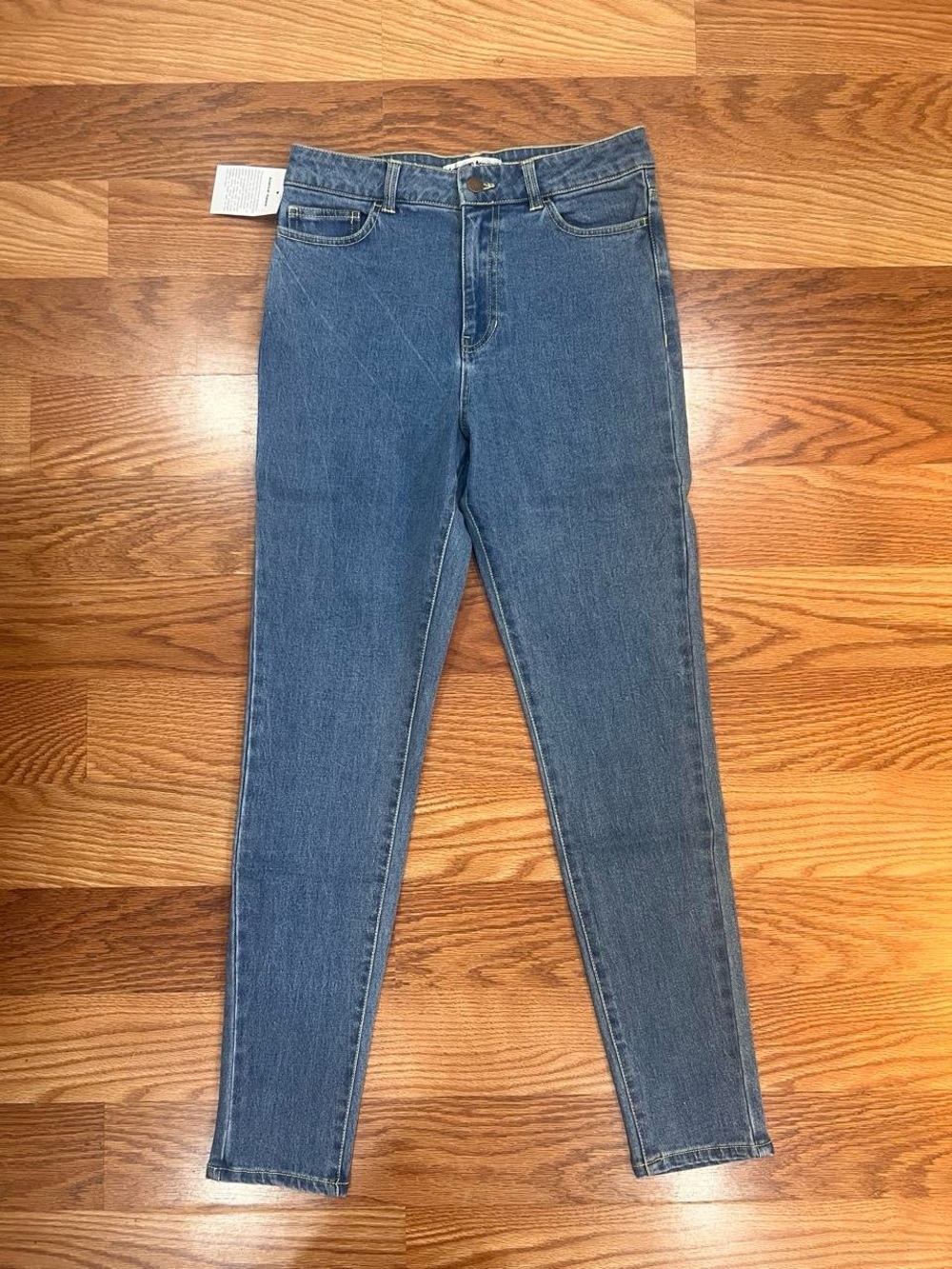 American Apparel High-Rise Slim Tapered Jeans — Medium Blue